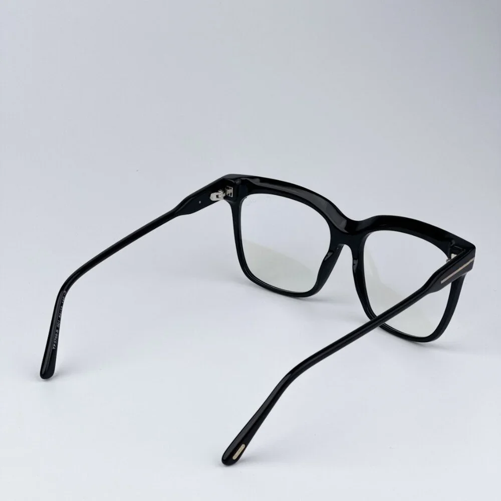 Tom Ford FT5768-B 001 BRAND NEW Eyeglasses Shiny Black Blue Block Square Women